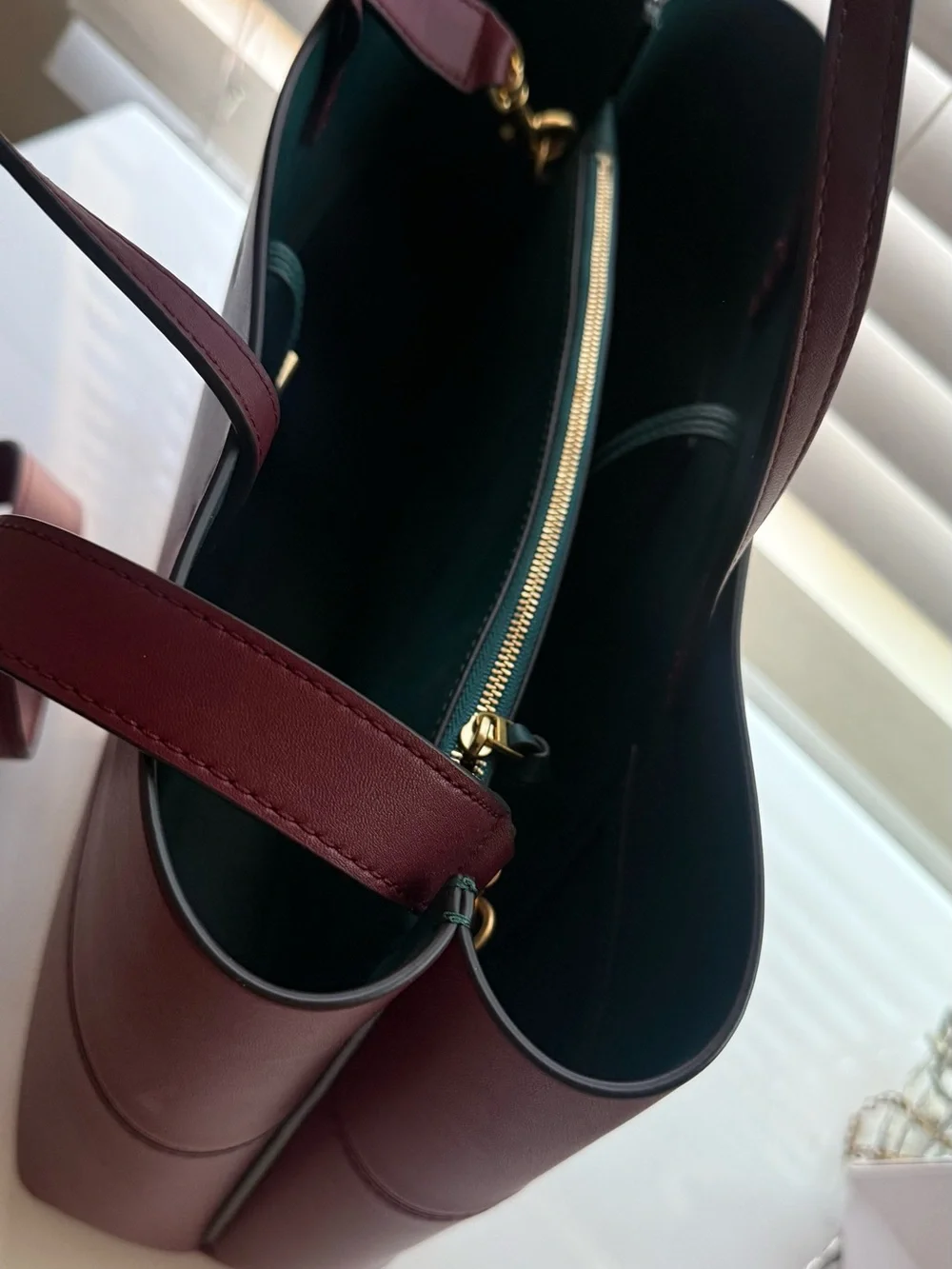 Tory Burch Smooth Leather Tote in Burgundy